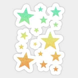 Teal Yellow Ombre Faux Glitter Stars Sticker